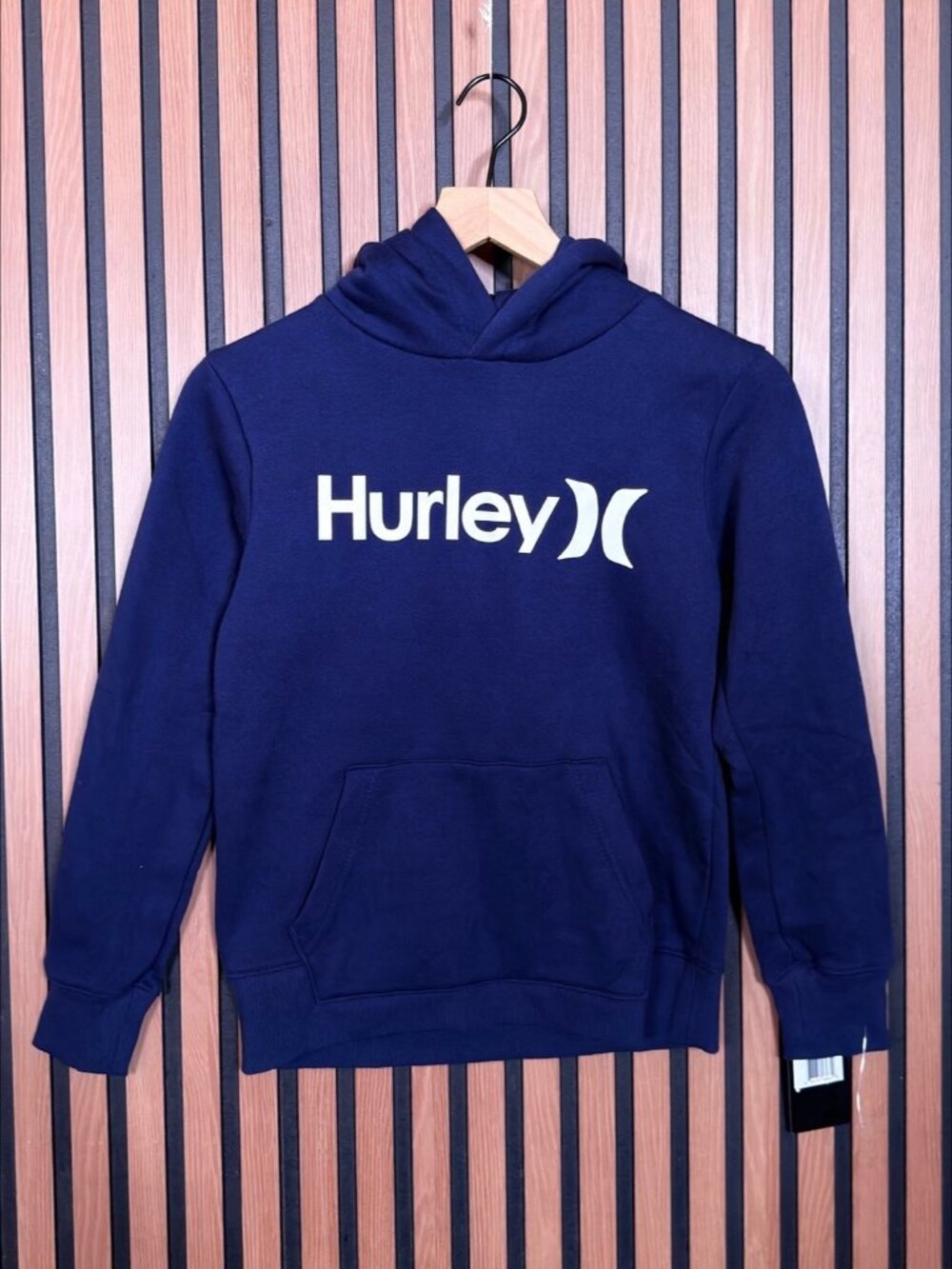 New Hurley Sweater Medium Boys Youth Blue Fleece Pullover Hoodie